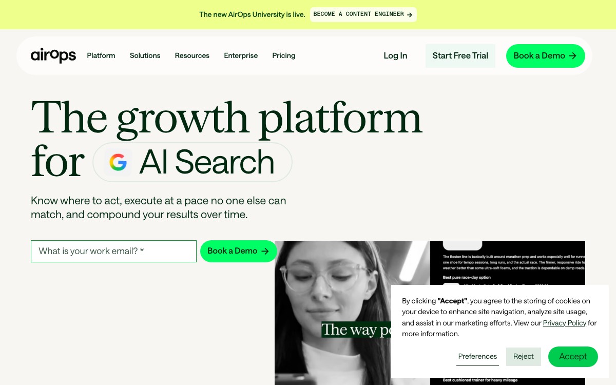 Screenshot of the AirOps website