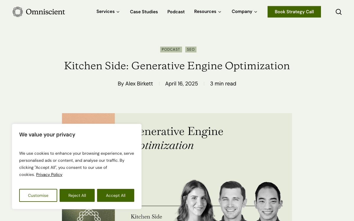 Screenshot of the Omniscient Digital website