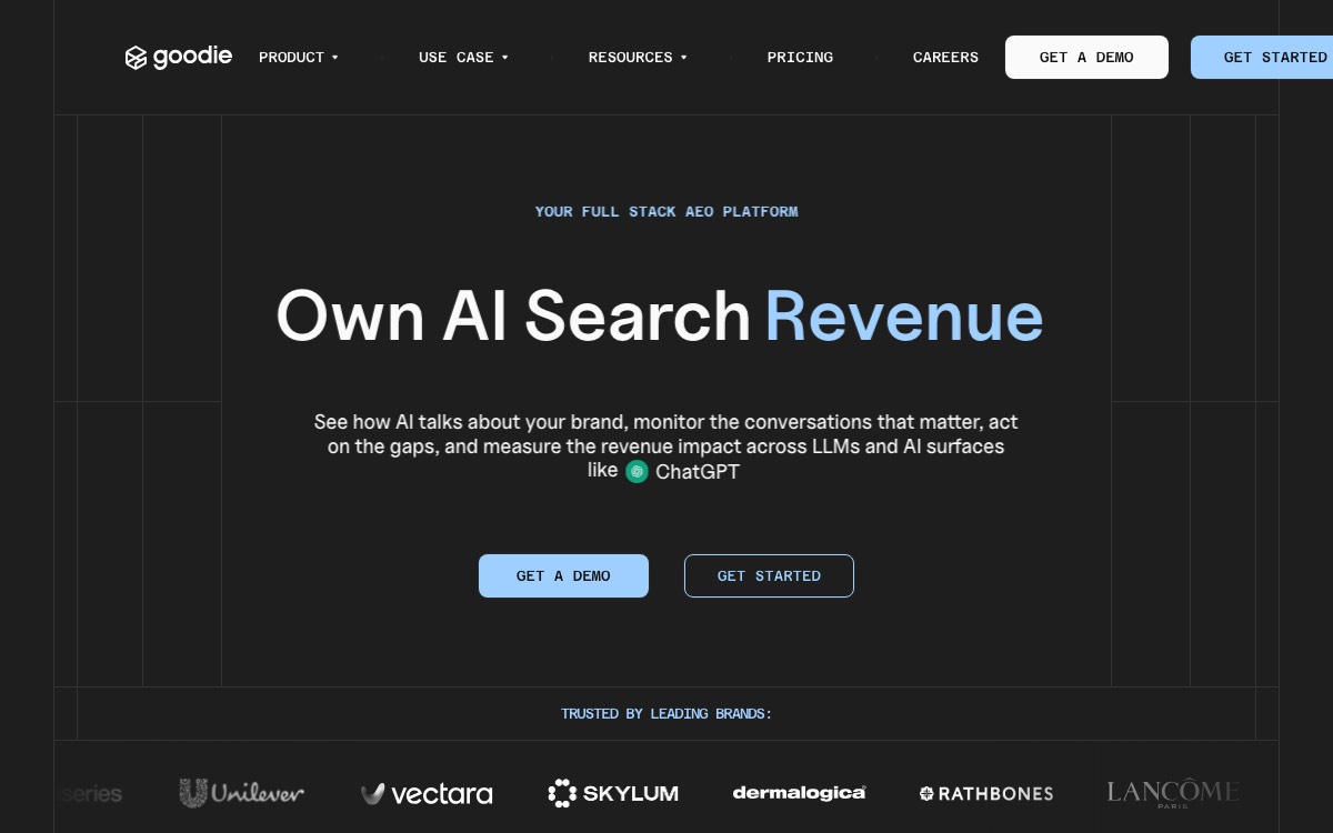 Screenshot of the Goodie AI website