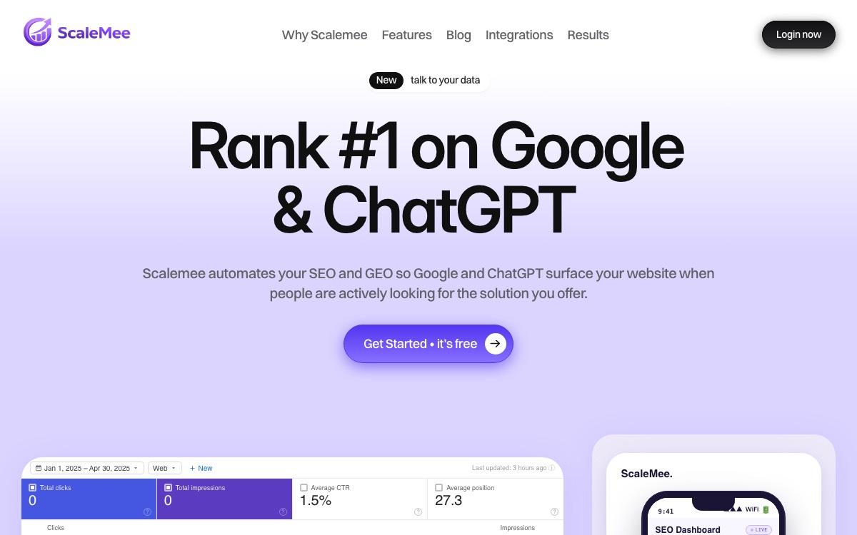 Screenshot of the Scalemee website