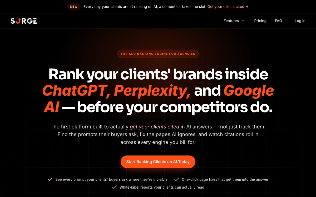 Screenshot of the SurgeGraph website