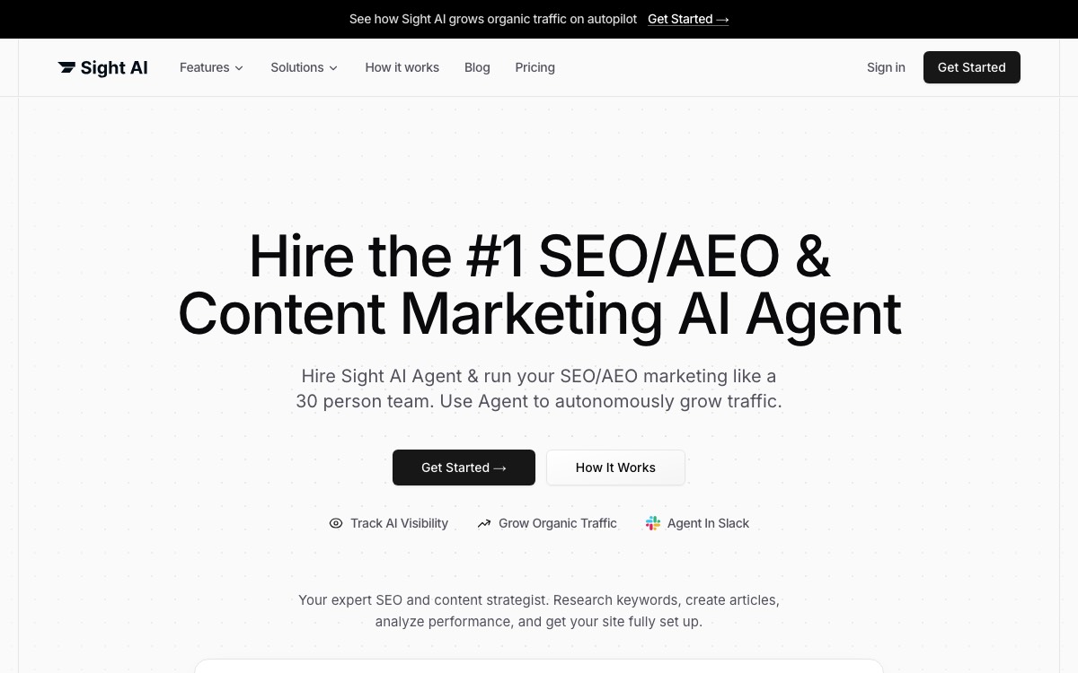 Screenshot of the Sight AI website