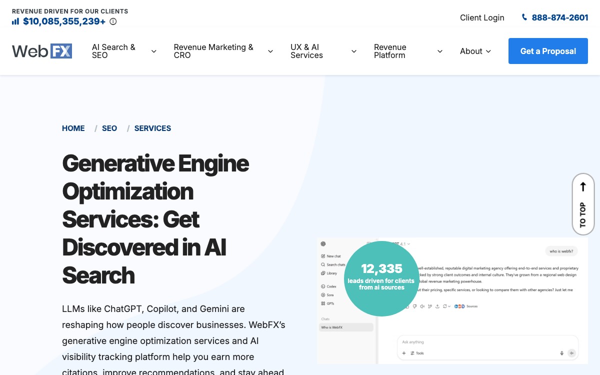 Screenshot of the WebFX website